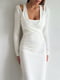 Трикотажна біла сукня-футляр довжини міді | 6570327 | фото 2