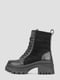 Ботинки черные кожаные со шнуровкой | 6570592 | фото 3