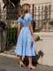 Платье миди хлопковое голубого цвета Summer Hearts | 6576207 | фото 5