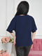 Блуза с коротким рукавом темно-синего цвета | 6576348 | фото 3