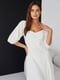 Платье А-силуэта белое с разрезом | 6422387 | фото 2