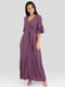 Сукня А-силуету фіолетова з принтом з поясом | 6424954