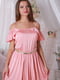Платье А-силуэта розовое с тонкими бретелями и поясом | 6424971 | фото 2
