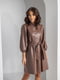 Сукня-сорочка коричнева з поясом | 6424983 | фото 2
