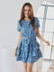 Платье А-силуэта синее в принт | 6416979 | фото 2