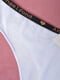 Труси-стрінги білого кольору з брендом логотип на резинці | 6576682 | фото 3