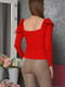 Приталенная красная блуза с рукавом-фонариком | 6577002 | фото 3