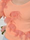 Персиковая футболка в рубчик, украшенные цветочными аппликациями | 6577190 | фото 4