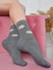Шкарпетки махрові сірі з квітковим малюнком | 6577596 | фото 2