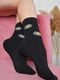 Шкарпетки махрові чорні з квітковим малюнком | 6577599 | фото 2