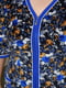 Халат велюровий напівбатальний темно-синій у квітковий принт | 6577636 | фото 4