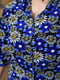 Халат велюровий напівбатальний темно-синій у квітковий принт | 6577642 | фото 4