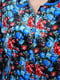 Халат велюровий напівбатальний темно-синій у квітковий принт | 6577645 | фото 4
