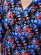Халат велюровий напівбатальний темно-синій у квітковий принт | 6577649 | фото 4