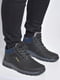 Чорні зимові черевики з оздобленням синього кольору | 6578060