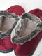 Тапочки на меху бордового цвета с вышивкой “Снежинка” | 6578130 | фото 4