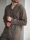 Піжама лляна коричнева в смужку: сорочка та штани | 6578600 | фото 2