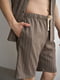 Пижама коричневая из органического льняного материала: рубашка и шорты | 6578601 | фото 5