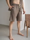 Пижама коричневая из органического льняного материала: рубашка и шорты | 6578601 | фото 6