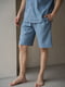 Пижама голубая из органического льняного материала: рубашка и шорты | 6578602 | фото 3