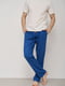 Льняные синие брюки для дома | 6578603 | фото 2