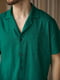 Пижама зеленая из органического льняного материала: рубашка и шорты | 6578649 | фото 3