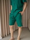 Пижама зеленая из органического льняного материала: рубашка и шорты | 6578649 | фото 5
