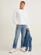 Прямые джинсы синего цвета с потертостями | 6578733 | фото 2