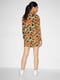 Оранжевое платье в цветочный принт с оригинальными вырезами по бокам | 6578873 | фото 2