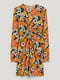 Помаранчева сукня в квітковий принт із оригінальними вирізами з боків | 6578873 | фото 3