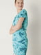 Платье-футболка голубое в принт с завязками по бокам | 6581278 | фото 2