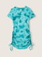 Платье-футболка голубое в принт с завязками по бокам | 6581278 | фото 4