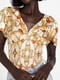 Укорочена блуза з короткими рукавами-ліхтариками | 6581548 | фото 2