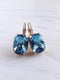 Позолочені сережки із кристалами Swarovski блакитного відтінку | 6583062 | фото 4