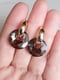 Позолочені сережки з кристалами Swarovski коричнево-гірчичного відтінку | 6583064 | фото 2