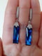 Серьги с родиевым покрытием с сине-голубыми кристаллами Сваровски | 6583153 | фото 3