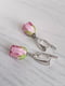 Сережки з біло-рожевими трояндами з муранського скла | 6583277 | фото 3