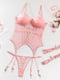 Рожевий комплект: бюстгальтер-корсет, трусики, гартери | 6583580 | фото 10