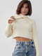 Укороченный кремовый свитер с оригинальной отделкой края | 6584281 | фото 5