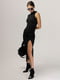 Чорне плаття на одне плече з глибоким розрізом та драпіруванням | 6584328 | фото 7