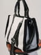 Бело-черная комбинированная сумка-тоут с логотипом бренда | 6584332 | фото 2