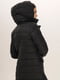 Стеганое черное пальто с поясом | 6584346 | фото 7