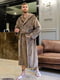 Махровий халат кольору мокко з поясом | 6584546