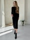 Черное флисовое платье-свитер в рубчик “Шамбери” | 6590007 | фото 3