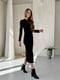 Черное флисовое платье-свитер в рубчик “Шамбери” | 6590007 | фото 4