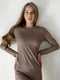 Бежевое флисовое платье-свитер в рубчик “Шамбери” | 6590008 | фото 5