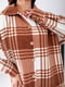 Теплая флисовая рубашка-кардиган бежевого цвета в клетку | 6590296 | фото 2