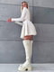 Сукня А-силуету в рубчик молочного кольору | 6590527 | фото 2