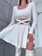 Сукня А-силуету в рубчик молочного кольору | 6590527 | фото 3