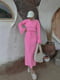 Рожева сукня в рубчик з поясом | 6590532 | фото 3
